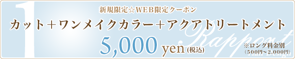 1. カット+ワンメイクカラー+アクアトリートメント☆5,000円☆