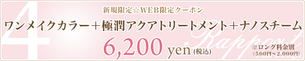 4. カラー+スーパー極潤トリートメント+ナノスチーム☆6,200円☆