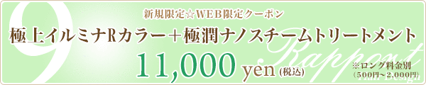 9. 極上イルミナRカラー+極潤ナノスチームトリートメント☆11,000円☆