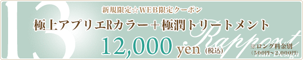 13. 極上アプリエRカラー+極潤トリートメント☆12,000円☆